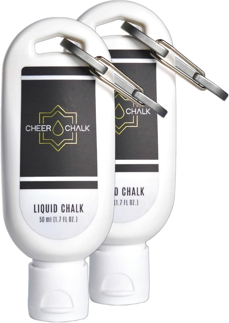 Cheer Chalk Liquid Chalk - Chalk for Elite Cheerleading - Chalk for Stunting - Chalk for Gymnastics - 50ml Bottle with Carabiner - 50 Practices Per Bottle - Maximum Grip for Safer Stunting - Image 1
